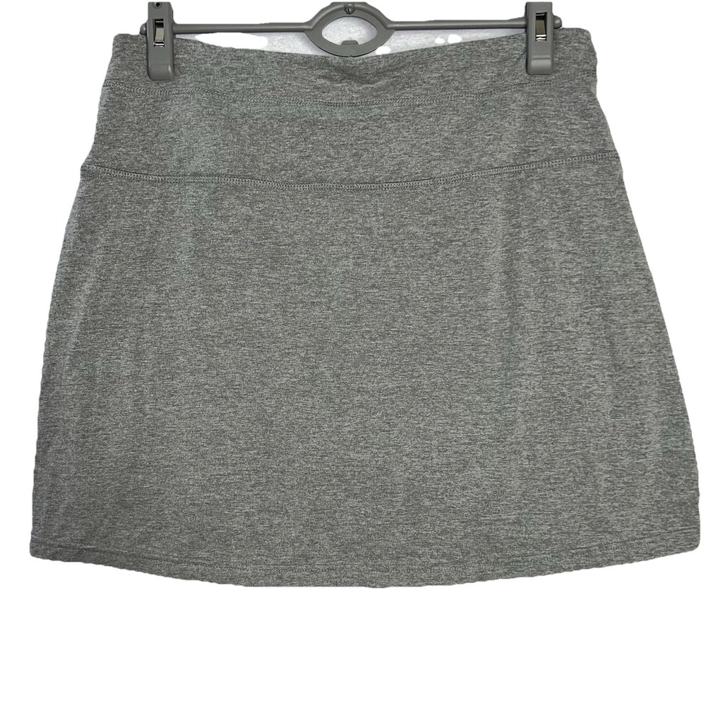 TEEZHER Womens Gray Heathered Active Skort‎ Skirt with Built-in Shorts Large